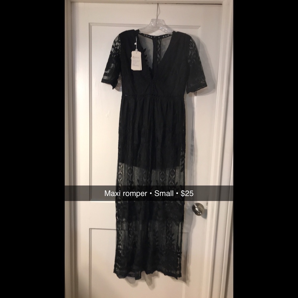 Black lace maxi romper